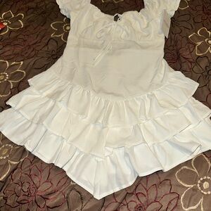 White Ruffled Tiered Mini Party Dress